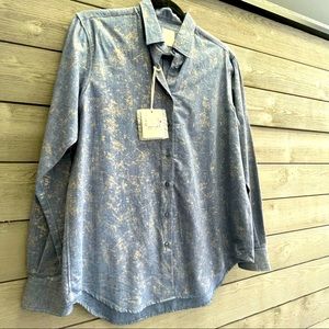 XACUS Distressed Denim Button Down